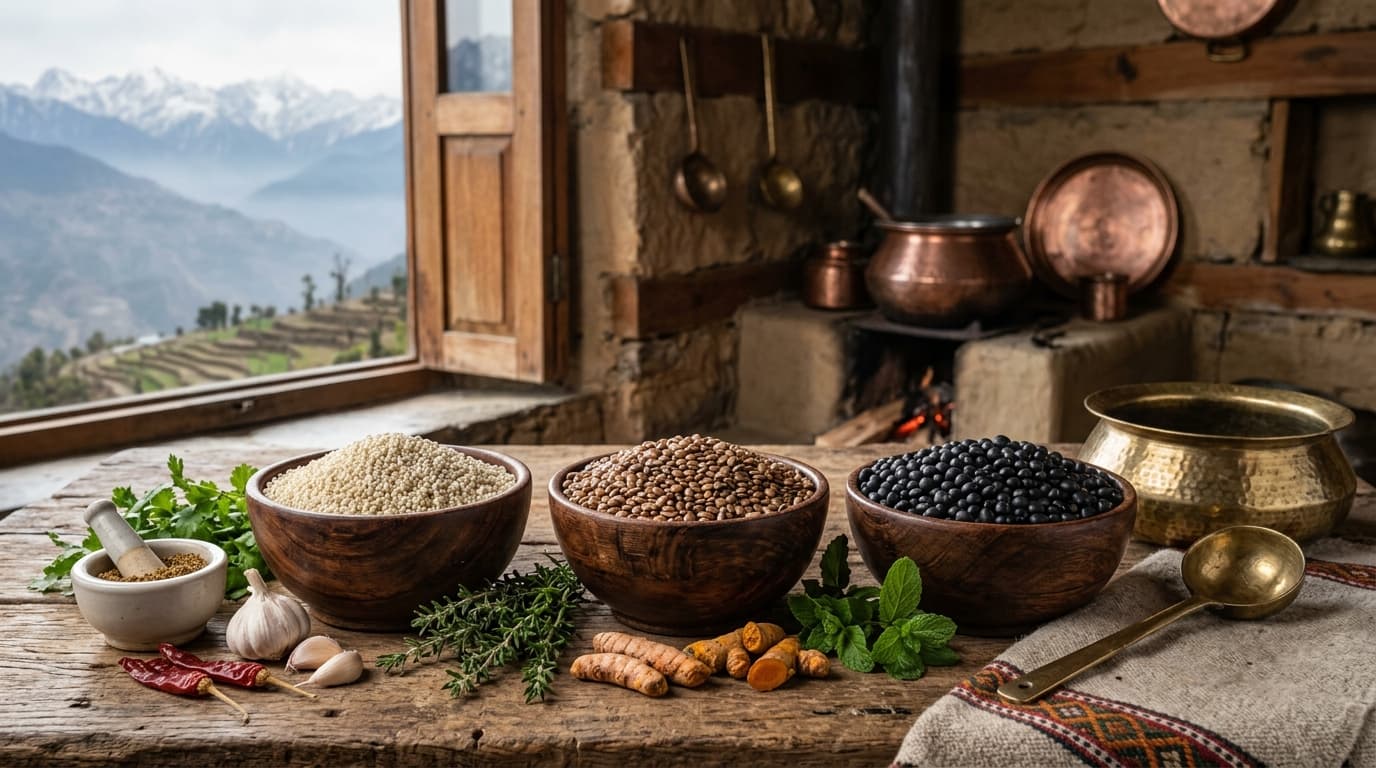 Featured image for article: Himalayan Superfoods: Ancient Grains & Pulses Preserving Mountain Longevity (Gahat, Jhangora & Bhatt)